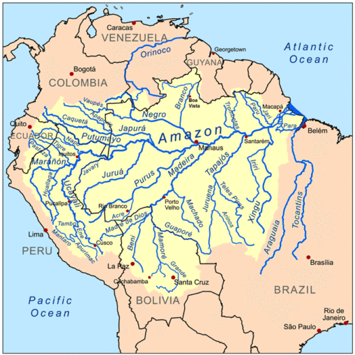 Gigantisches Flusssystem Amazonas